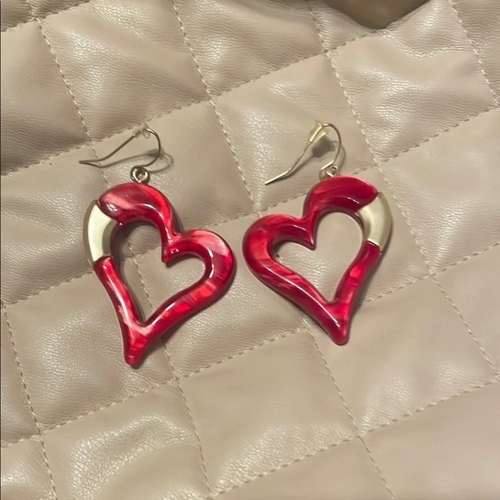 Red Heart-Shaped Earrings Valentine’s Day